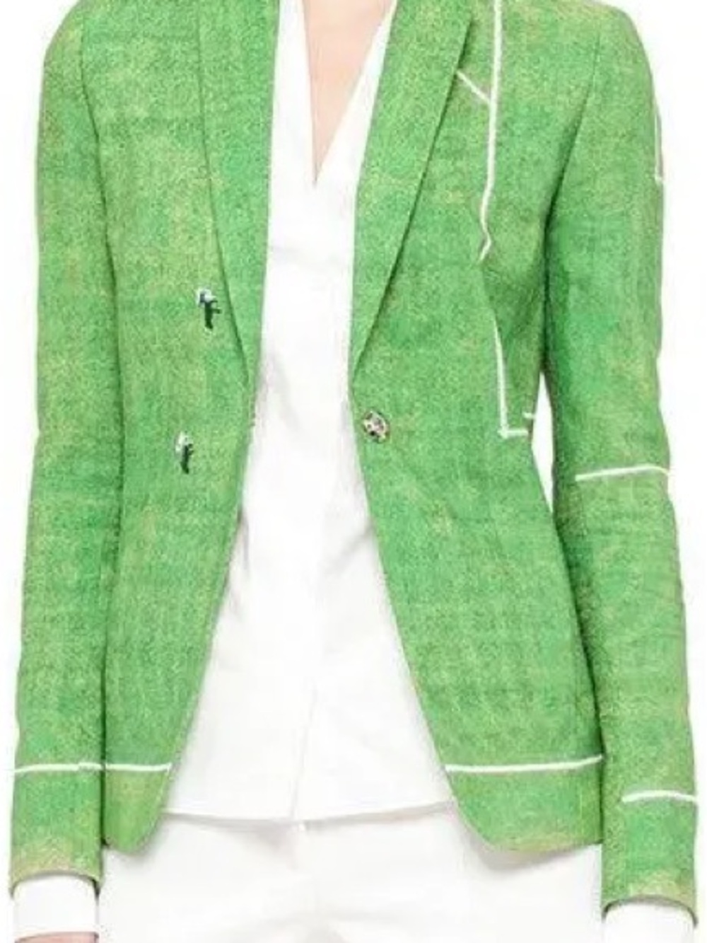 Akris Punto Soccer Field Green Contrast-Trim Blazer RRP $1490US